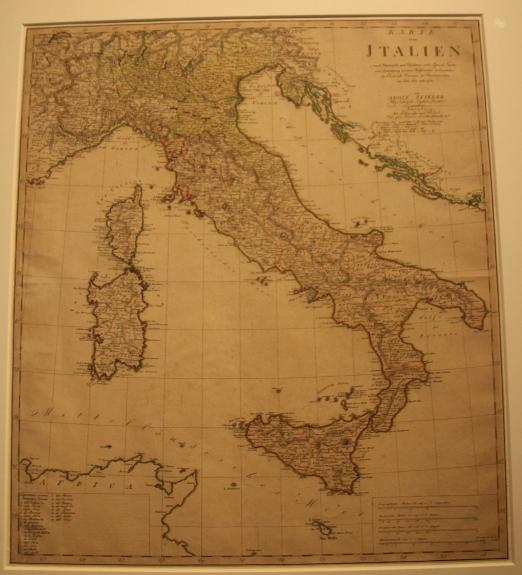 Karte mit der Route von Goethes erster Italienreise, 1805, Adolph Steiler